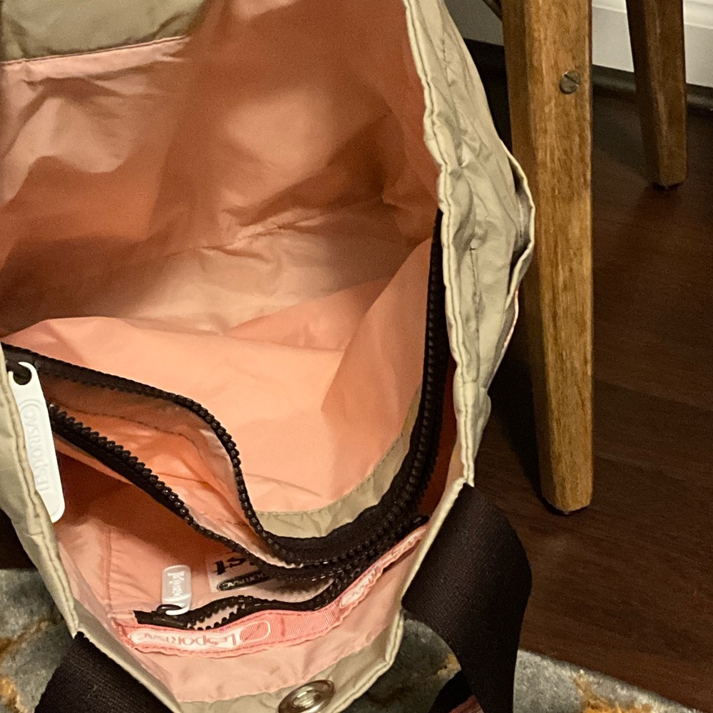 LeSportsac Beige and Coral Tote with Playful Design - Picture 3 of 7